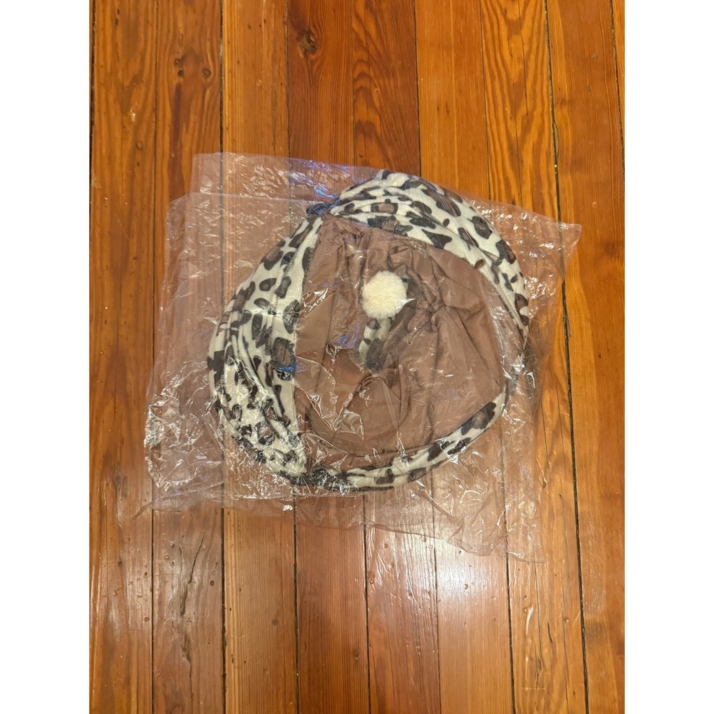 Leopard Print 3-Way Cat Tunnel Collapsible Pet Play Tube with Hanging Toy - Picture 4 of 11